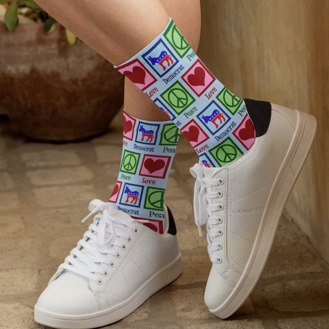 Peace Love Democrat Cute Blue Political Socks (Creator Uploaded)