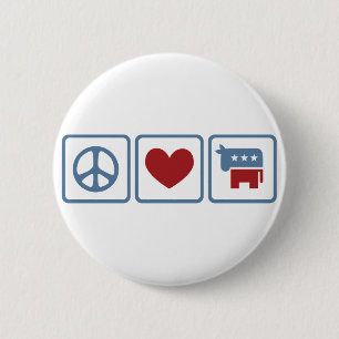 Peace Love Democrats 6 Cm Round Badge