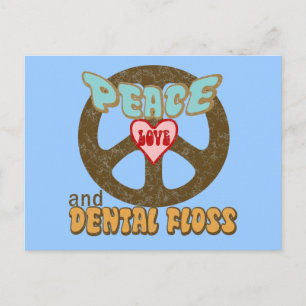 Peace Love Dental Floss Vintage Postcard