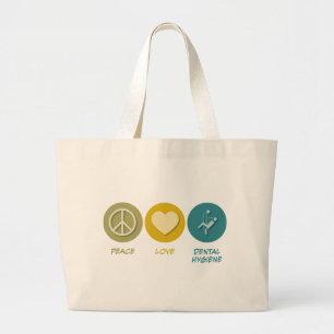 Peace Love Dental Hygiene Large Tote Bag