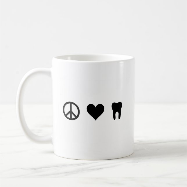 Peace, Love, Dentistry Coffee Mug (Left)