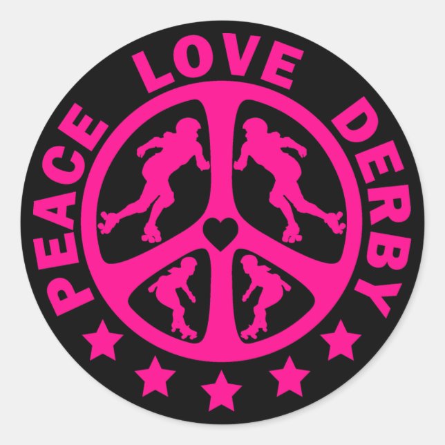 Peace Love Derby Classic Round Sticker (Front)
