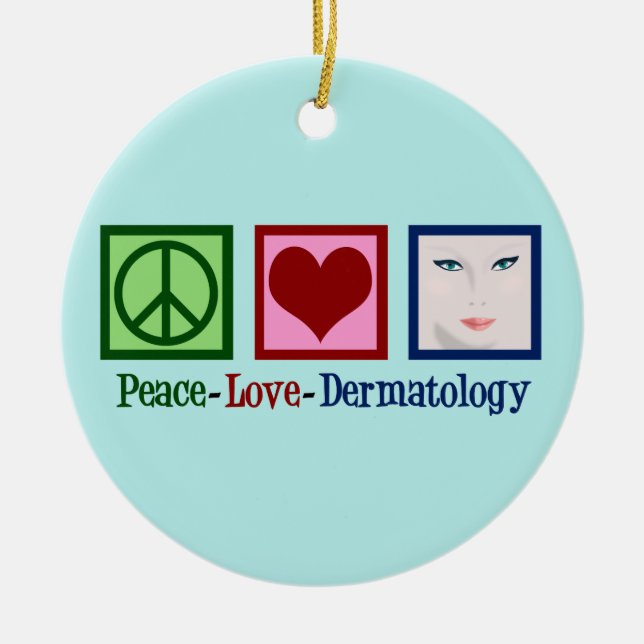Peace Love Dermatology Ceramic Tree Decoration (Front)