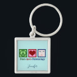 Peace Love Dermatology Key Ring<br><div class="desc">A cute dermatology office holiday gift for a dermatologist in skincare to send out for Christmas. Peace Love Dermatology.</div>