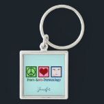 Peace Love Dermatology Key Ring<br><div class="desc">A cute dermatology office holiday gift for a dermatologist in skincare to send out for Christmas. Peace Love Dermatology.</div>