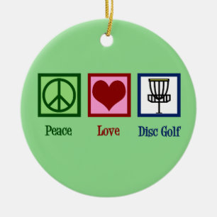 Peace Love Disc Golf Ceramic Tree Decoration