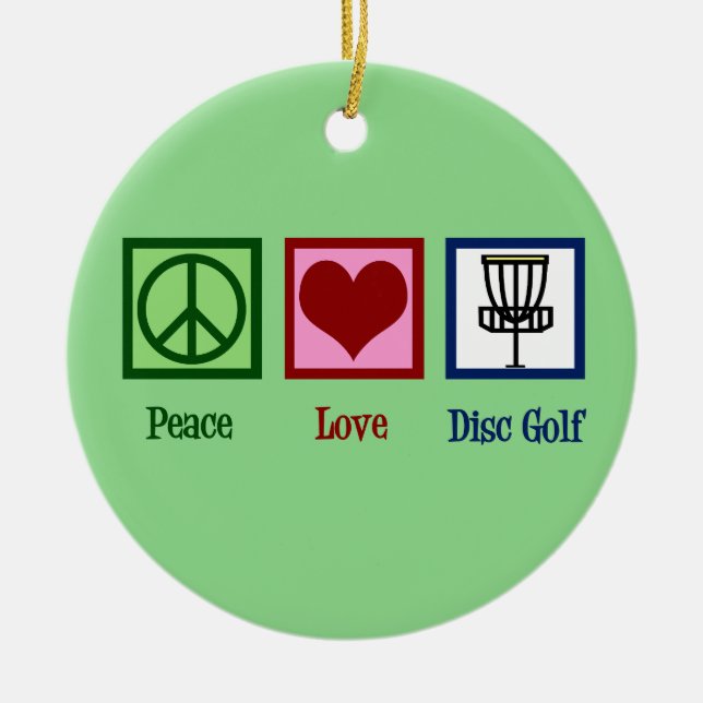 Peace Love Disc Golf Ceramic Tree Decoration (Front)