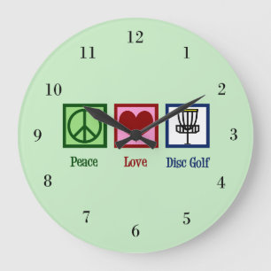 Peace Love Disc Golf Large Clock