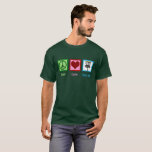 Peace Love Disc Golf T-Shirt<br><div class="desc">A cute disc golfing Christmas gift featuring a peace sign, heart, and disc golf baskets used by a golfer.</div>