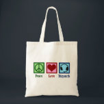 Peace Love Dispatch Operator Dispatcher Tote Bag<br><div class="desc">Peace Love Dispatch Operator gift with a peace sign,  heart,  and a pair of headphones for a dispatcher.</div>