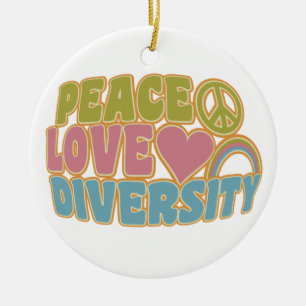 PEACE LOVE DIVERSITY custom ornament