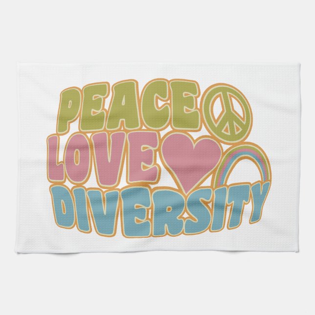 PEACE LOVE DIVERSITY kitchen towels (Horizontal)