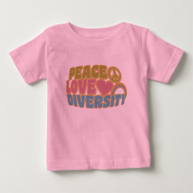 PEACE LOVE DIVERSITY shirt – choose style & colour (Front)