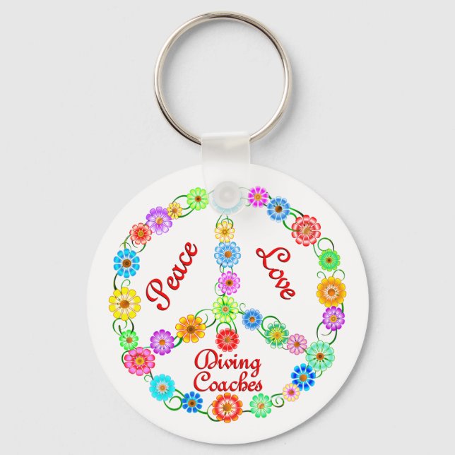 PEACE LOVE DIVING COACHES KEY RING (Front)
