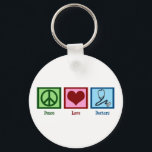 Peace Love Doctors Key Ring<br><div class="desc">A peace sign,  heart,  and a doctor's stethoscope.</div>