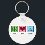 Peace Love Doctors Key Ring<br><div class="desc">A peace sign,  heart,  and a doctor's stethoscope.</div>