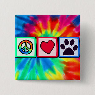Peace, Love, Dog; Pawprint 15 Cm Square Badge