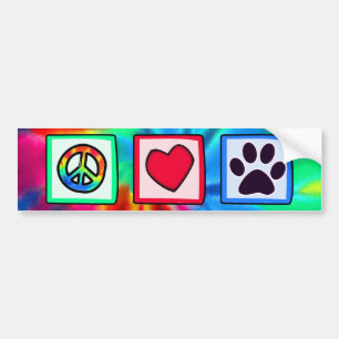 Peace, Love, Dog; Pawprint Bumper Sticker