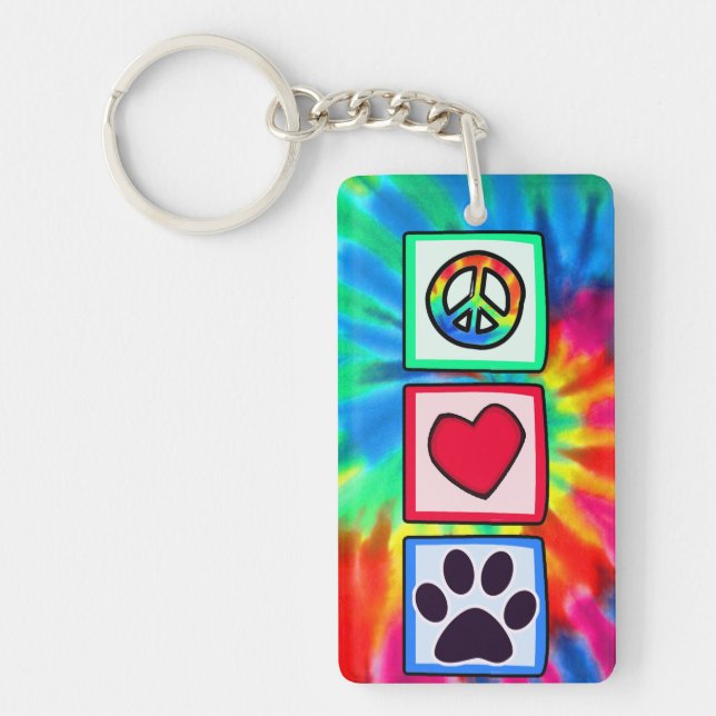 Peace, Love, Dog; Pawprint Key Ring (Front)