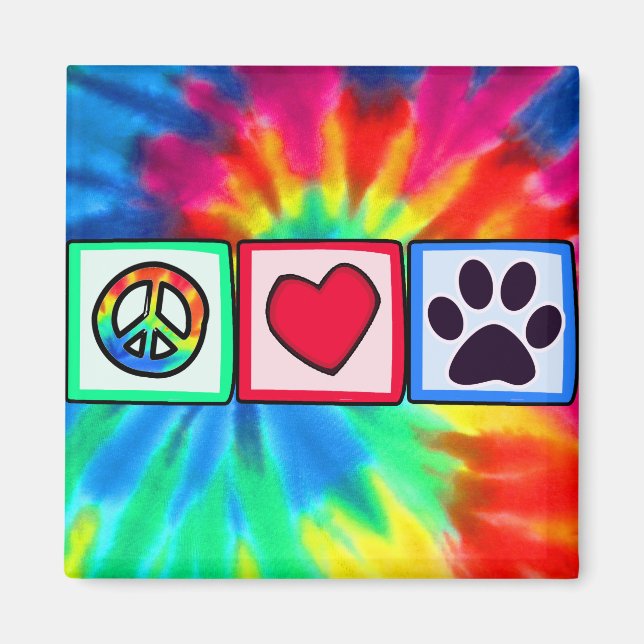 Peace, Love, Dog; Pawprint Magnet (Front)