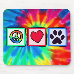 Peace, Love, Dog; Pawprint Mouse Mat