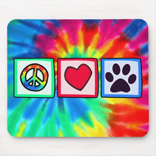 Peace, Love, Dog; Pawprint Mouse Mat (Front)
