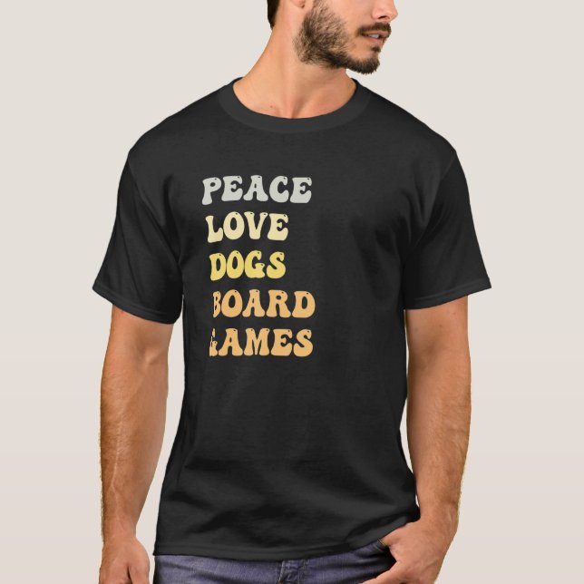 Peace Love Dogs Board Games   Retro T-Shirt (Front)