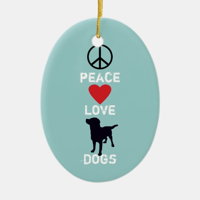 Peace Love Dogs Ceramic Tree Decoration (Front)