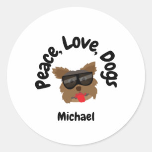 Peace Love Dogs Classic Round Sticker
