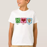 Peace Love Dogs Cute Dog Lover Kids T-Shirt<br><div class="desc">A cute green peace sign,  red heart,  and a pretty paw print representing dogs. Dog owners will love this gift. It also makes a good present for a child who loves animals.</div>