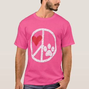 Peace Love Dogs Floral Dog Paw Dog Cute Peace Day T-Shirt
