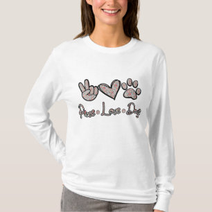 Peace Love Dogs Flowers Lover Puppy Paw Dog Funny T-Shirt
