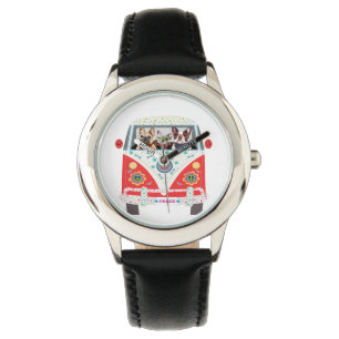 Peace Love Dogs Hippie Van French Bulldog Watch