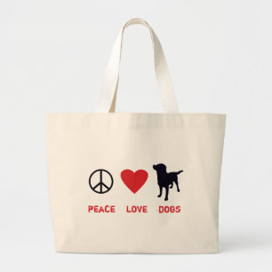 Peace Love Dogs Large Tote Bag