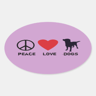 Peace Love Dogs Oval Sticker