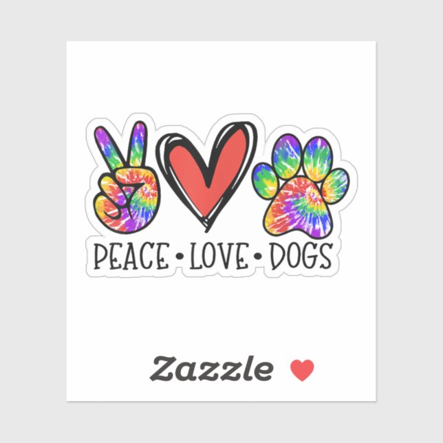 Peace Love Dogs Paws Tie Dye Rainbow Animal Rescue (Sheet)