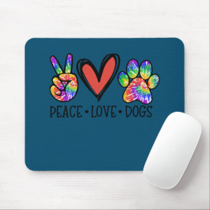 Peace Love Dogs Paws Tie Dye Rainbow Animal Rescue Mouse Mat