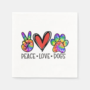 Peace Love Dogs Paws Tie Dye Rainbow Animal Rescue Napkin