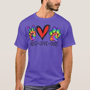 Peace Love Dogs Paws Tie Dye Rainbow Animal Rescue T-Shirt