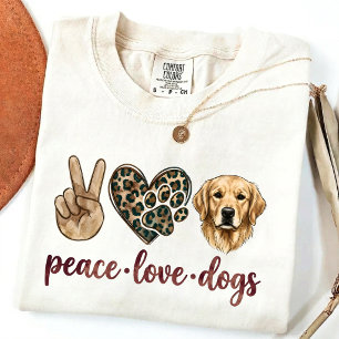 Peace Love Dogs Shirt Golden Retriever Mum Gift