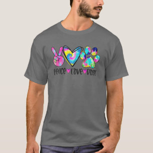 Peace Love Dogs Tie Dye Dog Paw Dog Mum Dog Lover T-Shirt
