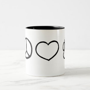 Peace, Love, Dogs Two-Tone Coffee Mug