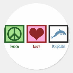Peace Love Dolphins Classic Round Sticker