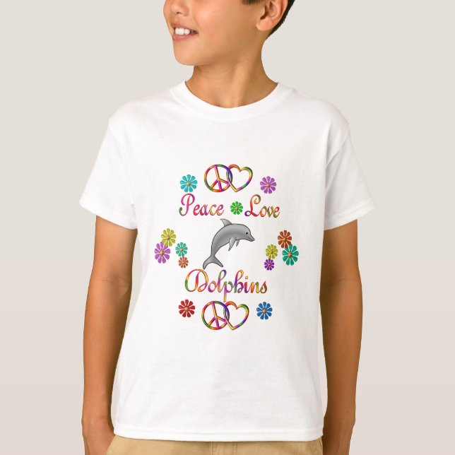 Peace Love Dolphins T-Shirt (Front)