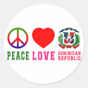 Peace Love Dominican Republic Classic Round Sticker