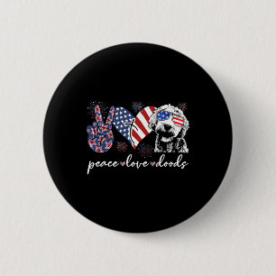 Peace Love Doods Goldendoodle Usa Flag Doodle 4th 6 Cm Round Badge