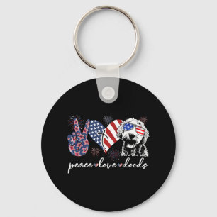 Peace Love Doods Goldendoodle Usa Flag Doodle 4th Key Ring