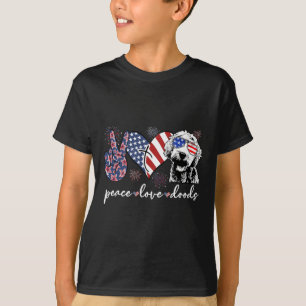 Peace Love Doods Goldendoodle Usa Flag Doodle 4th T-Shirt