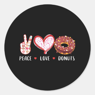 Peace Love doughnuts chocolate Doughnut boy girl Classic Round Sticker