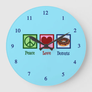 Peace Love Doughnuts Large Clock